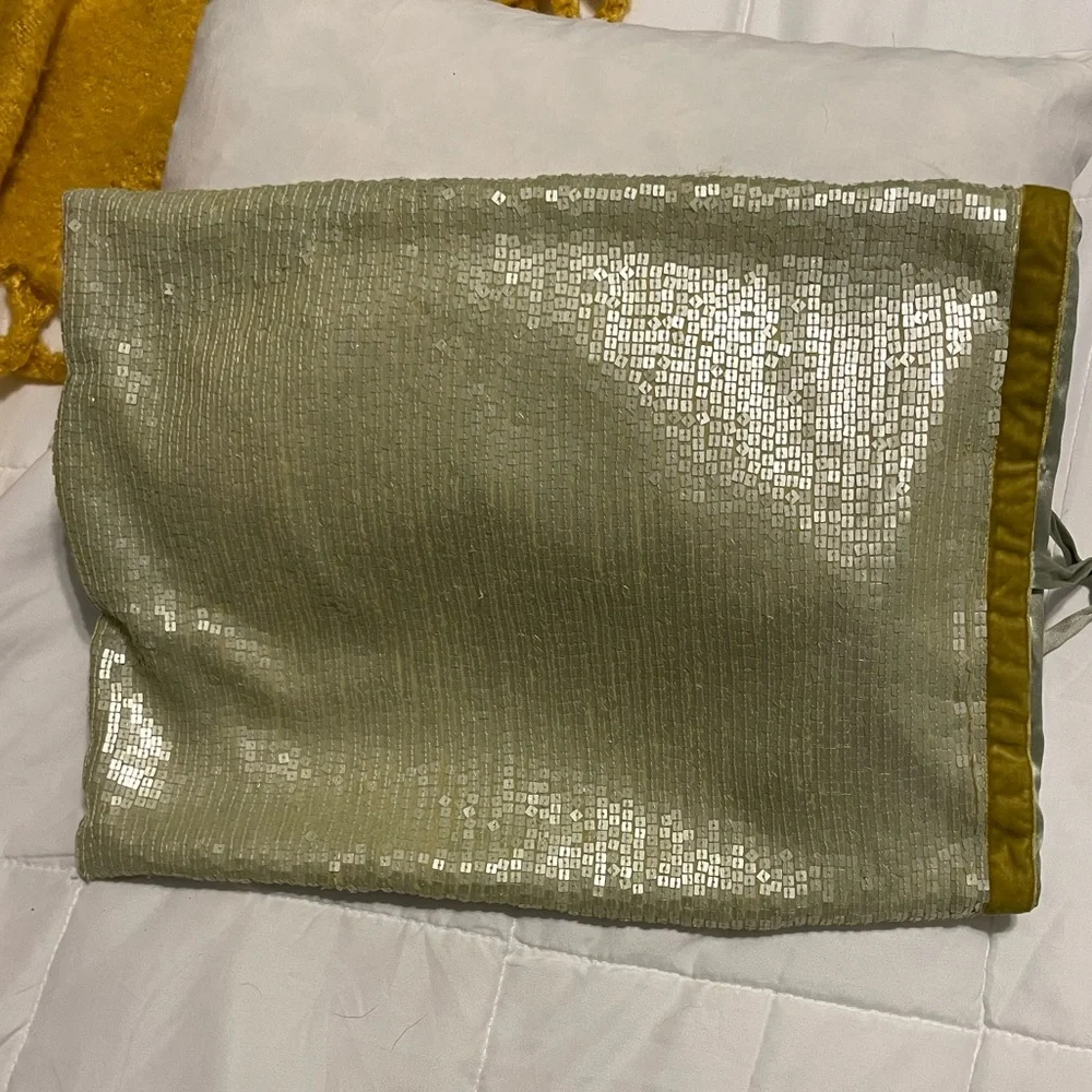 Michele Varian Silk and Sequin throw pillow cover with down insert seafoam green